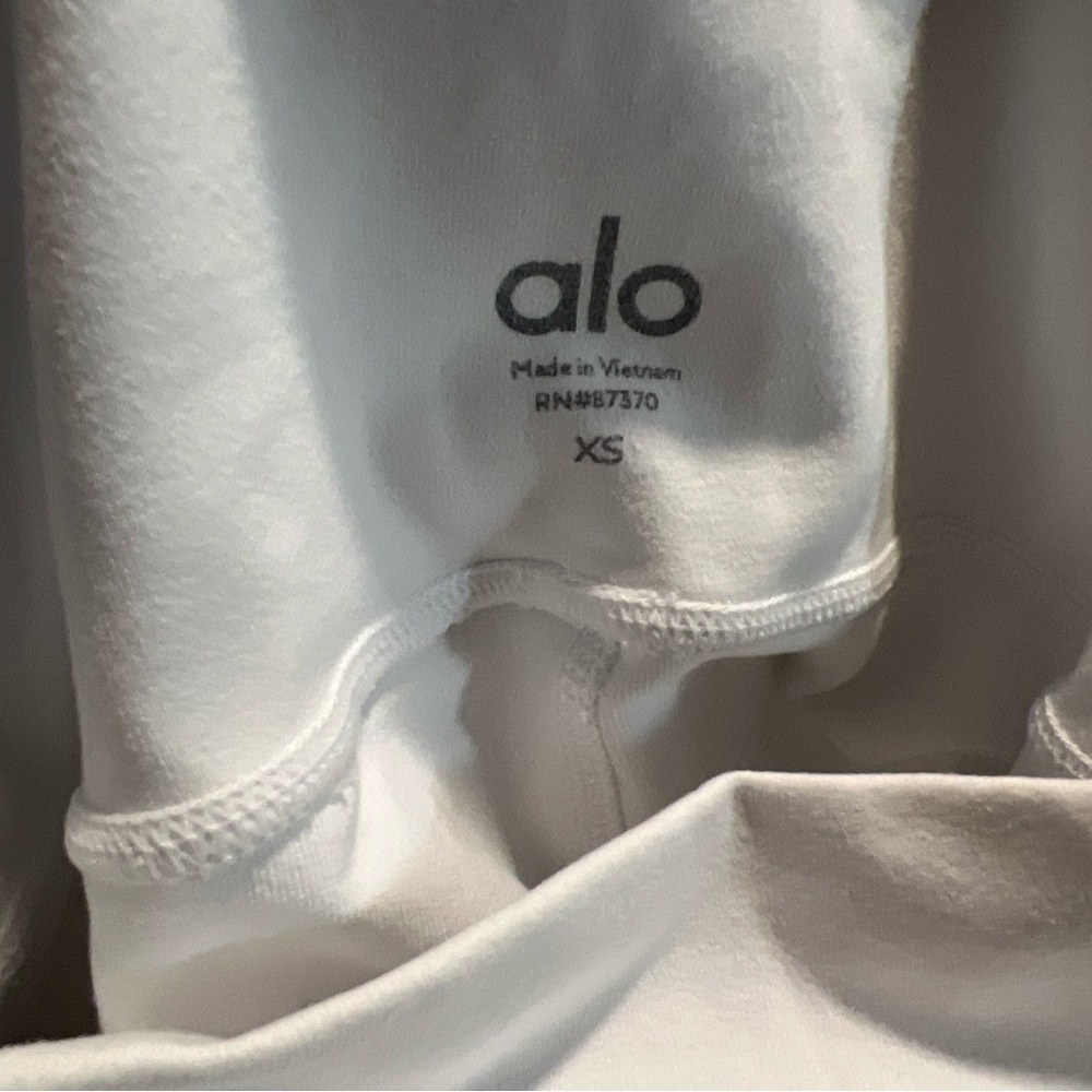 Alo Yoga Mesh Moto Yoga Leggings High Waist White Glossy Women's Size XS - Picture 7 of 9